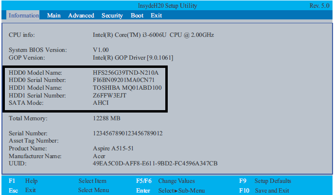 Открыть расширенные настройки insydeh20 setup utility
