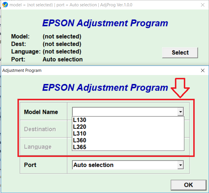Скачать бесплатно программу Adjustment program для сброса счетчика памперса на Epson L805