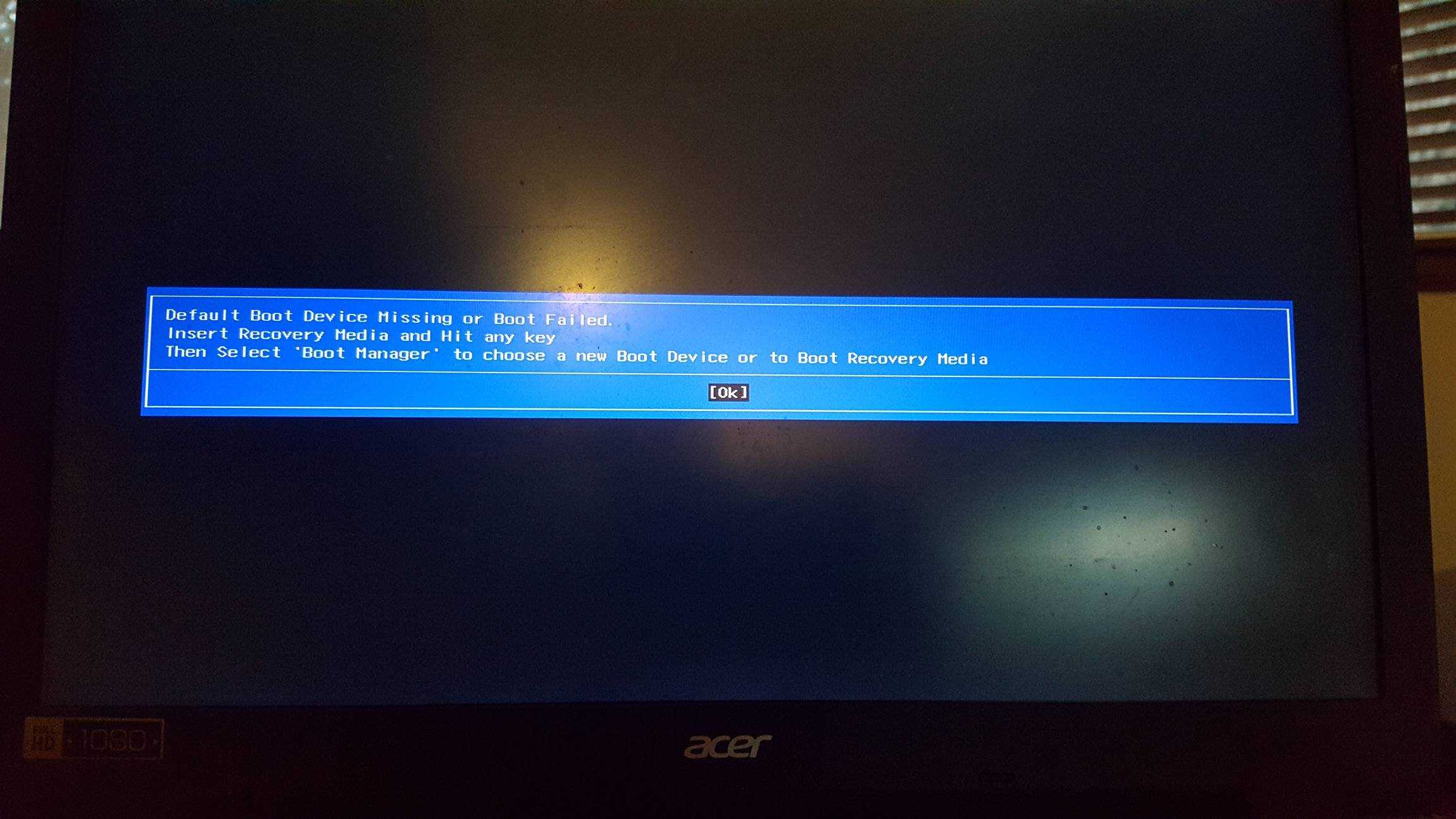 Ошибка no bootable device. почему не найдено загрузочное устройство?