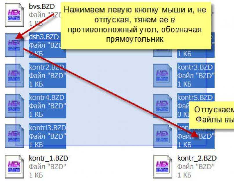Как выбрать или выделить несколько файлов и папок