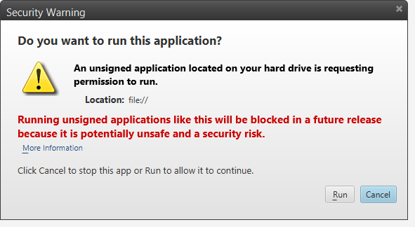 How to fix: java application blocked (e.g. when using ikvm)
