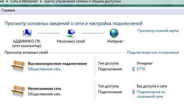Неопознанная сеть без доступа к интернету