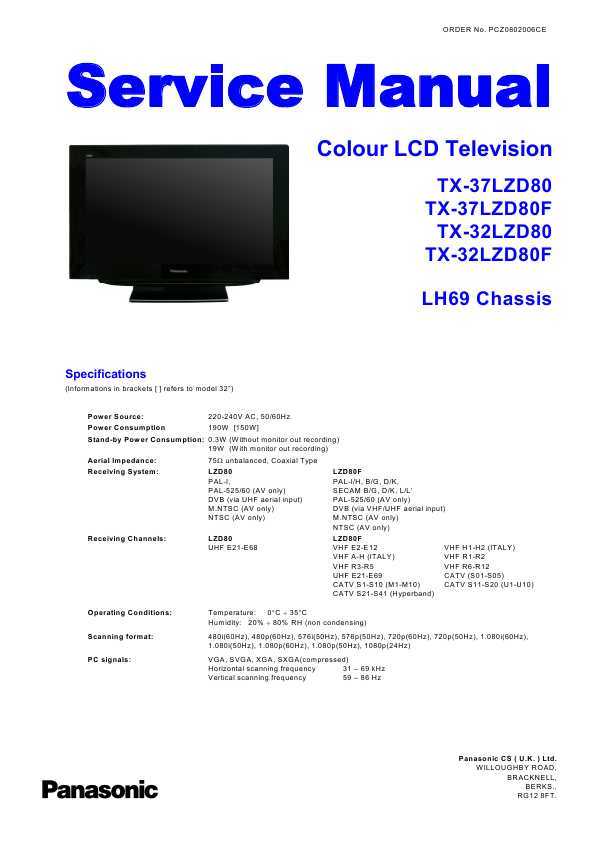 Panasonic tx-r37lz80k, tx-r32lz80k service manual simplified - free download