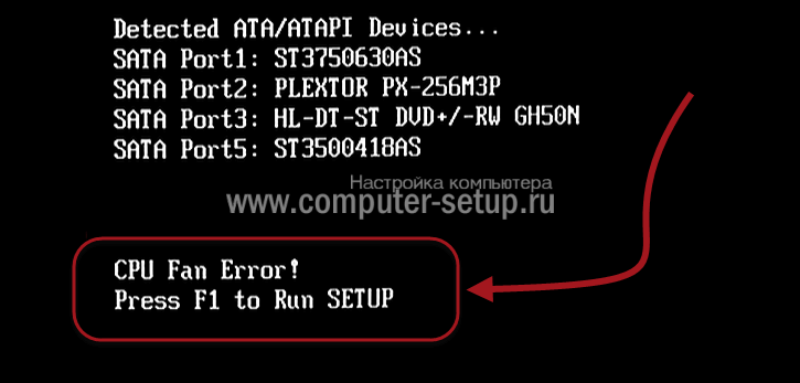 Исправление ошибки «cpu fan error» при загрузке